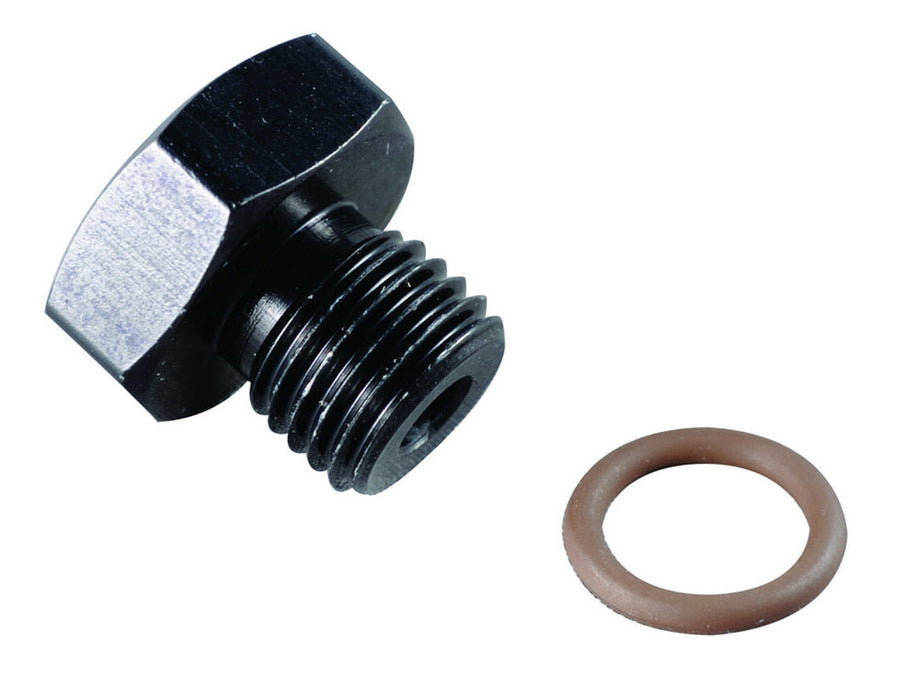 Fragola -10 AN Port Plug 7/8-14 with 1/8" Pipe Port, Black