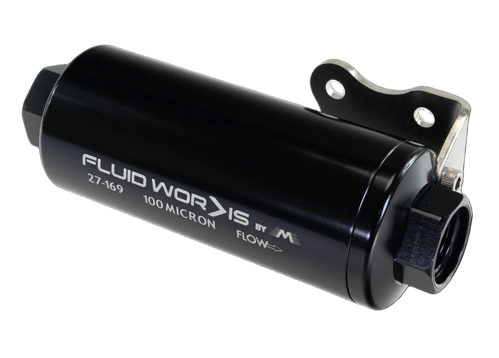 Fluidworks 6GPM Compact 10ORB Pre Fuel Filter w/ Mount (100 Micron)