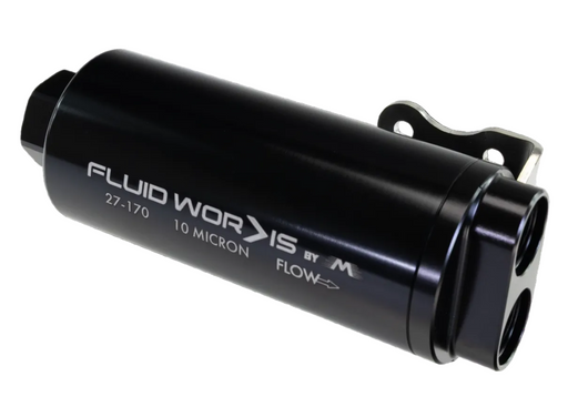 Fluidworks Dual Outlet 12GPM Post Fuel Filter w/ Mount (10 Micron) 27-170