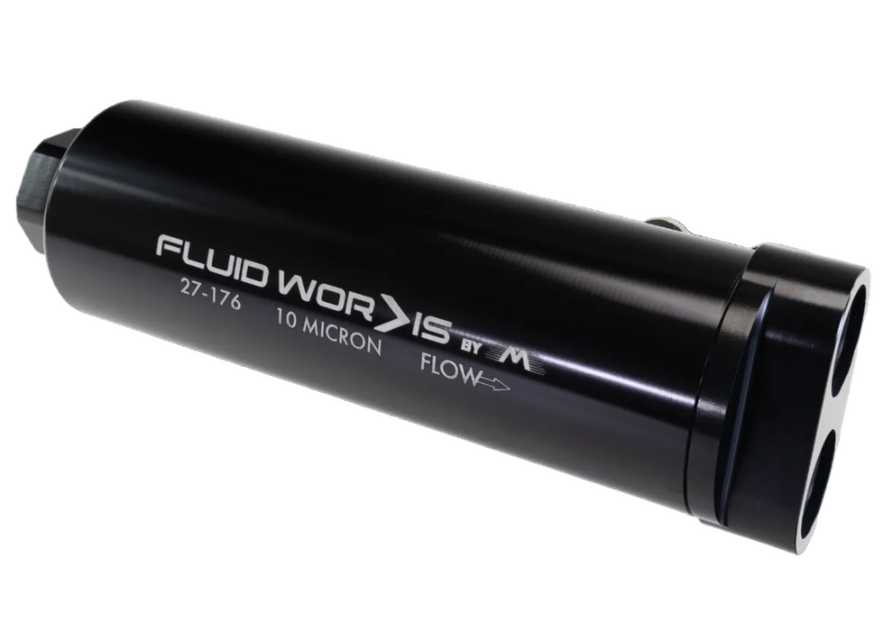 Fluidworks Dual Outlet 32GPM Post Fuel Filter w/ Mount (10 Micron) 27-176