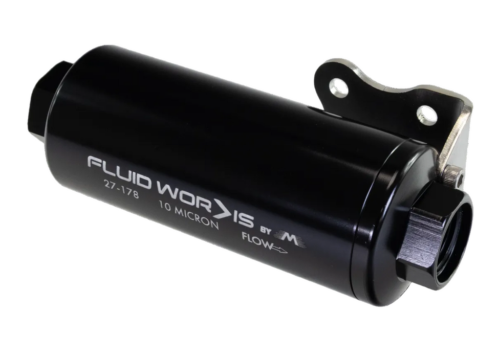 Fluidworks 6GPM Compact 10ORB Post Fuel Filter w/ Mount (10 Micron)