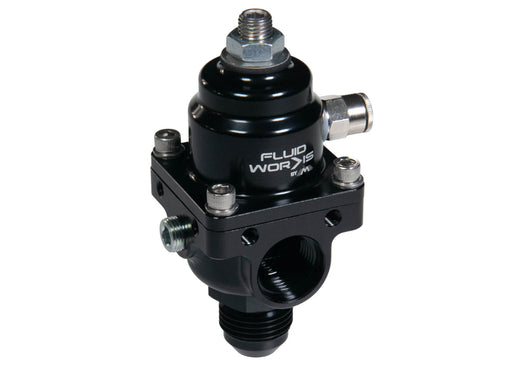 Fluidworks 1-6 gpm Fuel Pressure Regulator 35-70 psi 180 Degree Fittings