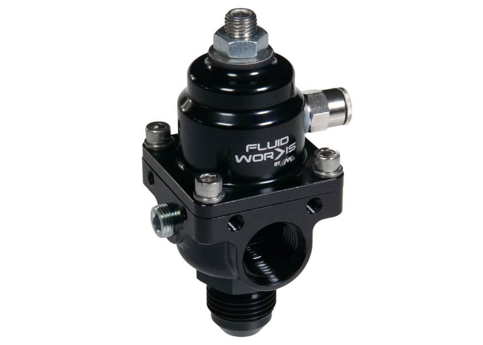 Fluidworks 1-6 gpm Fuel Pressure Regulator 35-70 psi 180 Degree Fittings