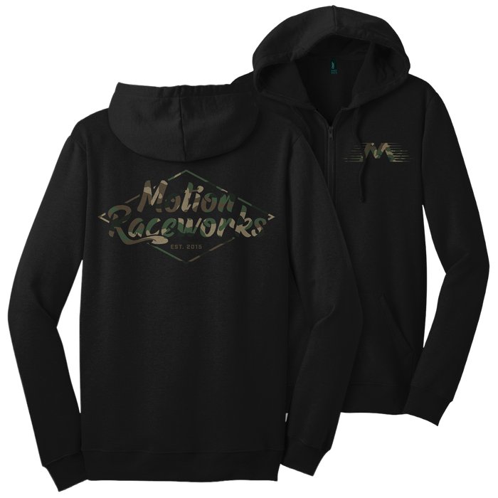Motion Camo Print Zip Up Hoodie